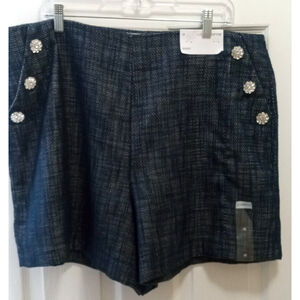 Liz Claiborne Womens Mid Rise Pull-On Short Sz 18 Blue Embellished Preppy NWT